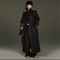 Autumn New Wool Jacket Hooded Woolen Coat Women Water Ripple Cashmere Coat Female Casual Lace-up Loose Wool Coat Classic