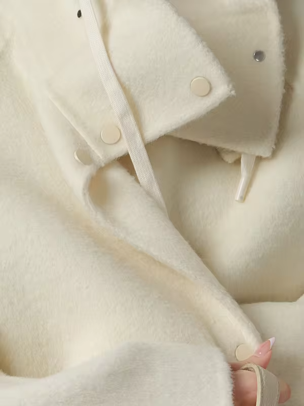 Hooded Loose Wool Coat Women, Korean Fashion Elegant Winter Jacket 2025