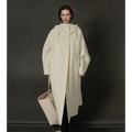 Hooded Loose Wool Coat Women, Korean Fashion Elegant Winter Jacket 2025
