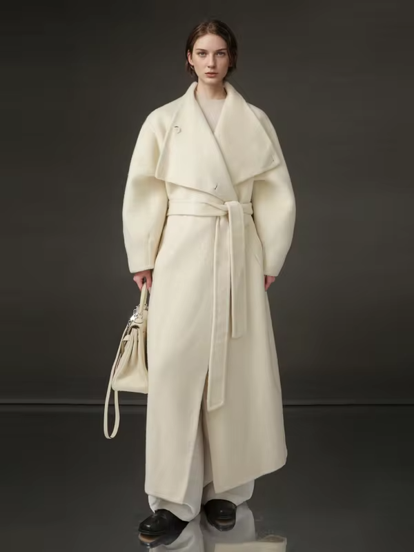 Stand Collar Long Wool Coat Women, Fashion Elegant Autumn Winter Jacket