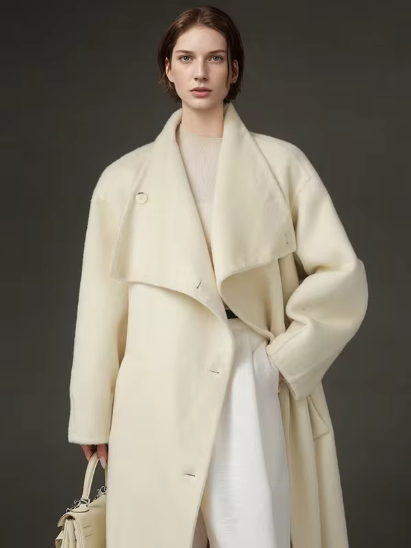Stand Collar Long Wool Coat Women, Fashion Elegant Autumn Winter Jacket