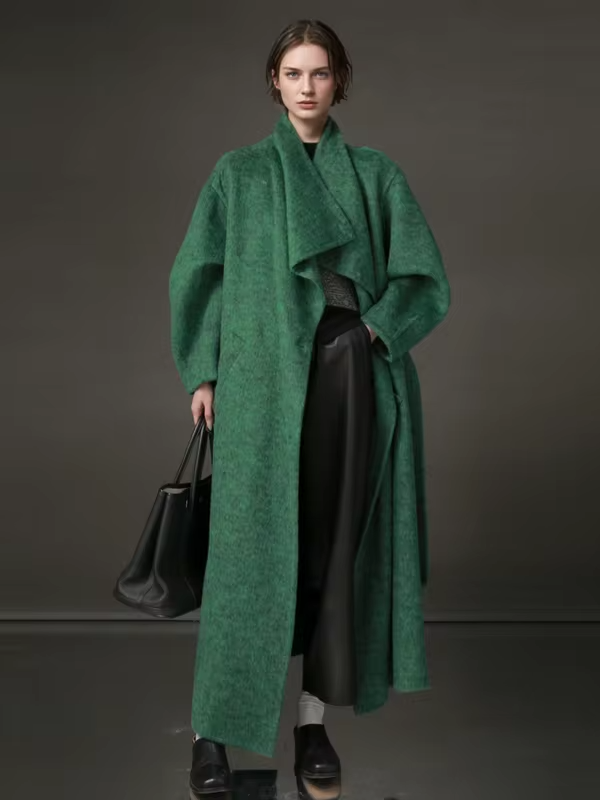 Stand Collar Long Wool Coat Women, Fashion Elegant Autumn Winter Jacket