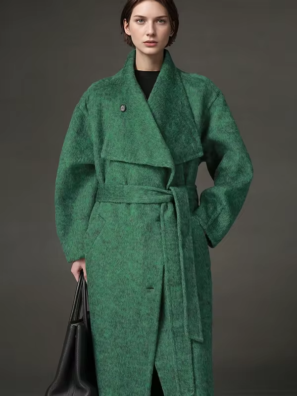 Stand Collar Long Wool Coat Women, Fashion Elegant Autumn Winter Jacket