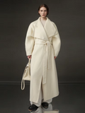 Stand Collar Long Wool Coat Women, Fashion Elegant Autumn Winter Jacket
