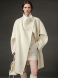 Stand Collar Loose Wool Coat Women, Fashion Elegant Autumn Winter Jacket 2025