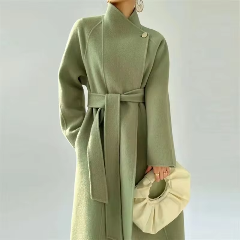 2025 Korean Sle Double-Faced Camere Long Coat Women's Loose Medium-Length Woolen Coat Autumn Winter New Arrival Faion