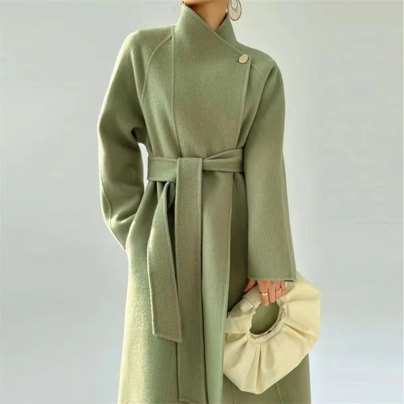 2025 Korean Sle Double-Faced Camere Long Coat Women's Loose Medium-Length Woolen Coat Autumn Winter New Arrival Faion