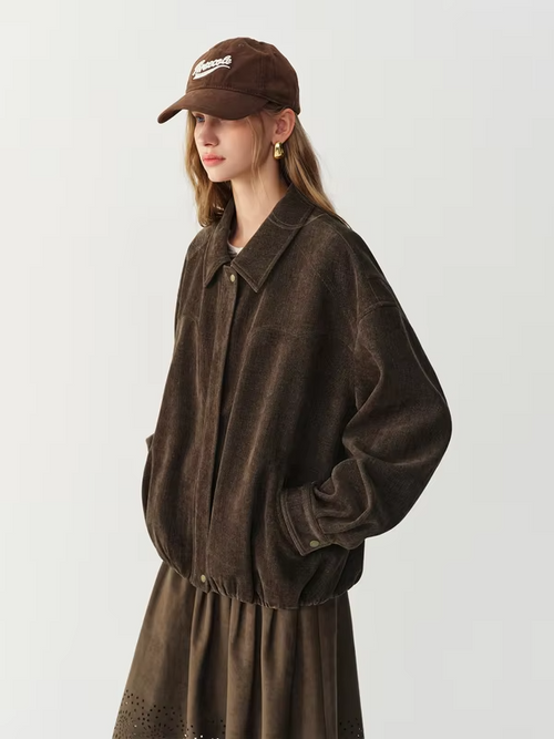 FSLE 2026 Winter Women's Vintage Notch Collar Cropped Barn Jacket Beaded - Elegant Versatile Chic Outerwear for Daily Wear