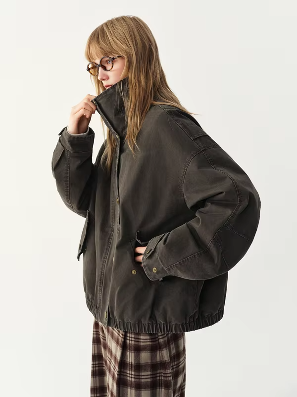 FSLE 2026 Winter Women Raccoon Fur Collar Down Parka Jacket Retro Hooded Thick Warm Windproof Vintage Street Outerwear Coat