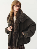 FSLE 2026 Winter Women Raccoon Fur Collar Down Parka Jacket Retro Hooded Thick Warm Windproof Vintage Street Outerwear Coat
