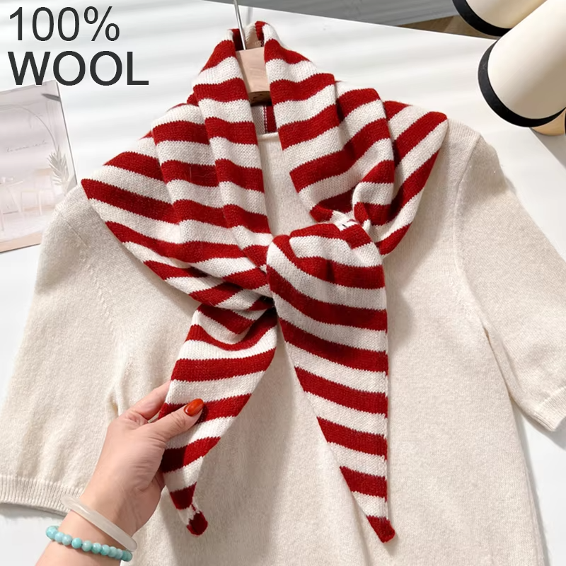 British Korean Triangle Scarf Niche Wool Triangular Scarf Women Headscarf Knitted Scarf Multi-Functional Warm Knitted Scarf