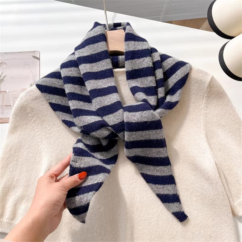 British Korean Triangle Scarf Niche Wool Triangular Scarf Women Headscarf Knitted Scarf Multi-Functional Warm Knitted Scarf