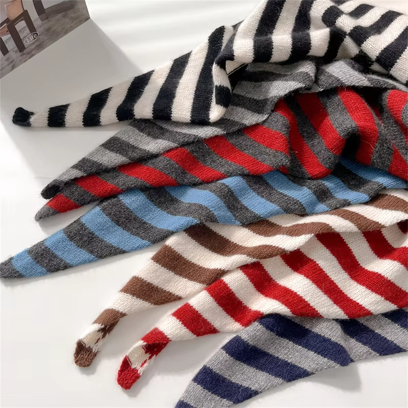 British Korean Triangle Scarf Niche Wool Triangular Scarf Women Headscarf Knitted Scarf Multi-Functional Warm Knitted Scarf