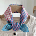 Spring and Summer New Women's Small Silk Scarf Skin-Friendly and Bohemian Small Square Scarf Versatile Flower Print Scarf