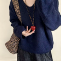 New Red Hollow Flower Necklace Heart Shaped Key Pendant Geometric Personality Leopard Leather Rope Necklace Women Sweater Chain